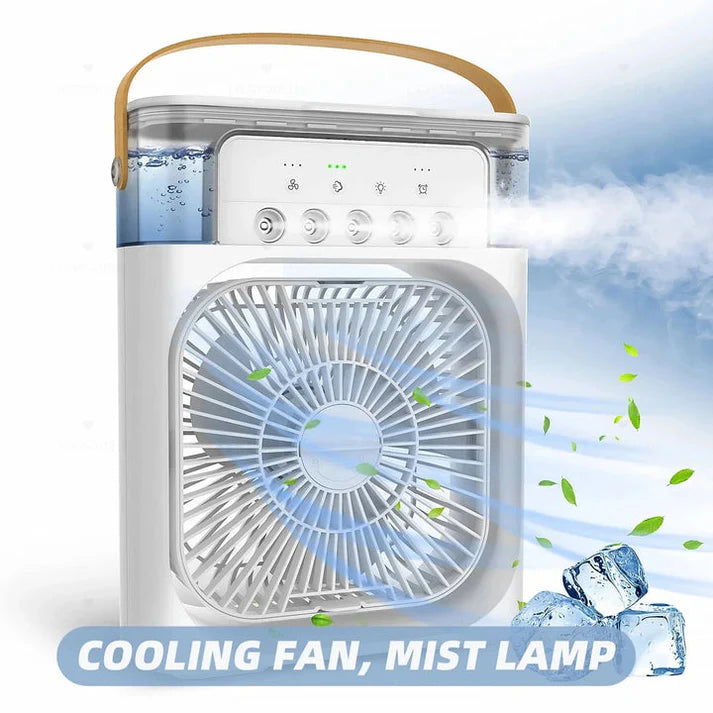 10 Inche Portable Air Conditioner Fan: Usb Electric Fan With Led Night Light, Fine Mist Water, And Humidifier Function | Led Night Light Water Mist