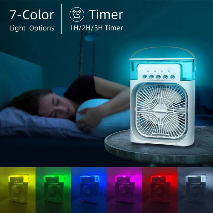 10 Inche Portable Air Conditioner Fan: Usb Electric Fan With Led Night Light, Fine Mist Water, And Humidifier Function | Led Night Light Water Mist