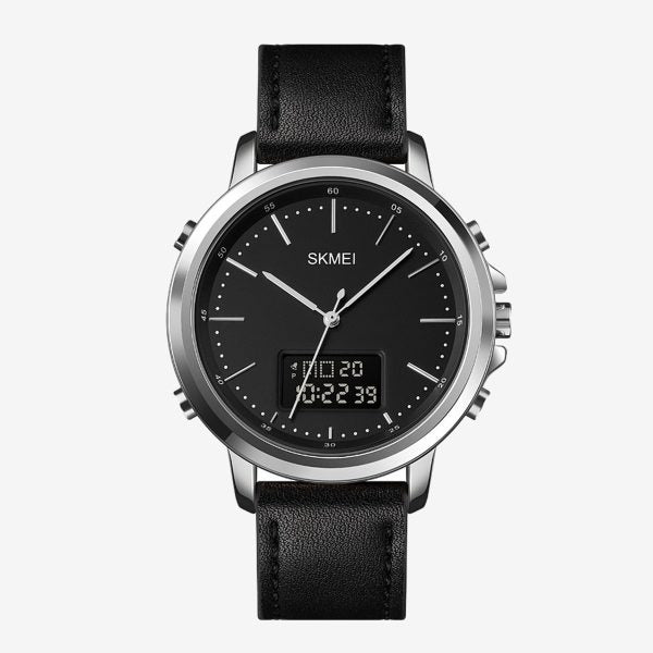 Skmei Men’s Fashion Digital Watch Analog Leather Multifunctional Waterproof Men’s Watch 1652