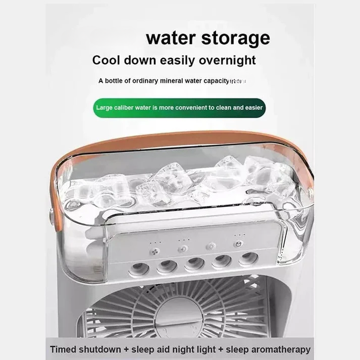 10 Inche Portable Air Conditioner Fan: Usb Electric Fan With Led Night Light, Fine Mist Water, And Humidifier Function | Led Night Light Water Mist