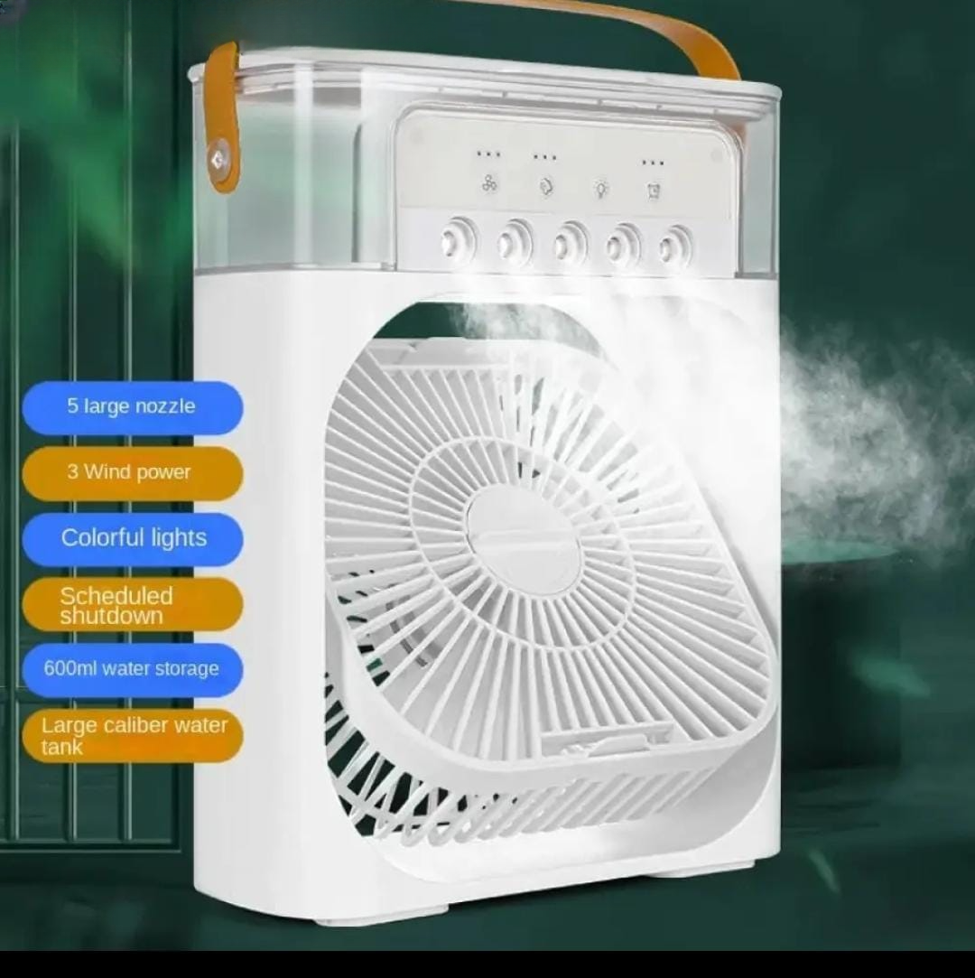 10 Inche Portable Air Conditioner Fan: Usb Electric Fan With Led Night Light, Fine Mist Water, And Humidifier Function | Led Night Light Water Mist