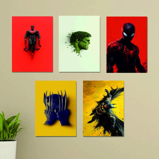 Set Of 5 Avenger Room Wall Phototype Fram