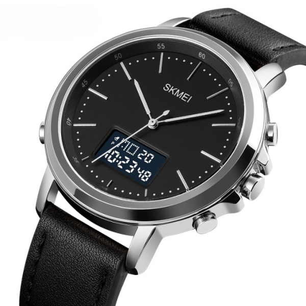 Skmei Men’s Fashion Digital Watch Analog Leather Multifunctional Waterproof Men’s Watch 1652