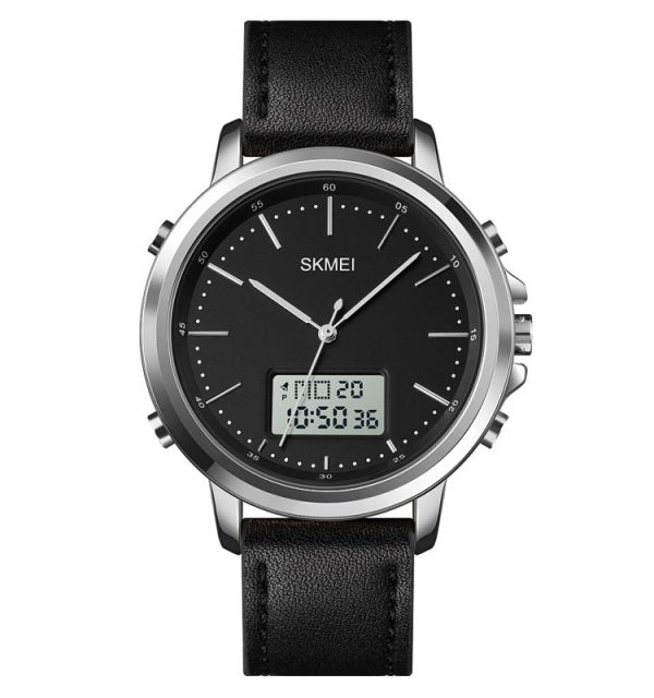 Skmei Men’s Fashion Digital Watch Analog Leather Multifunctional Waterproof Men’s Watch 1652